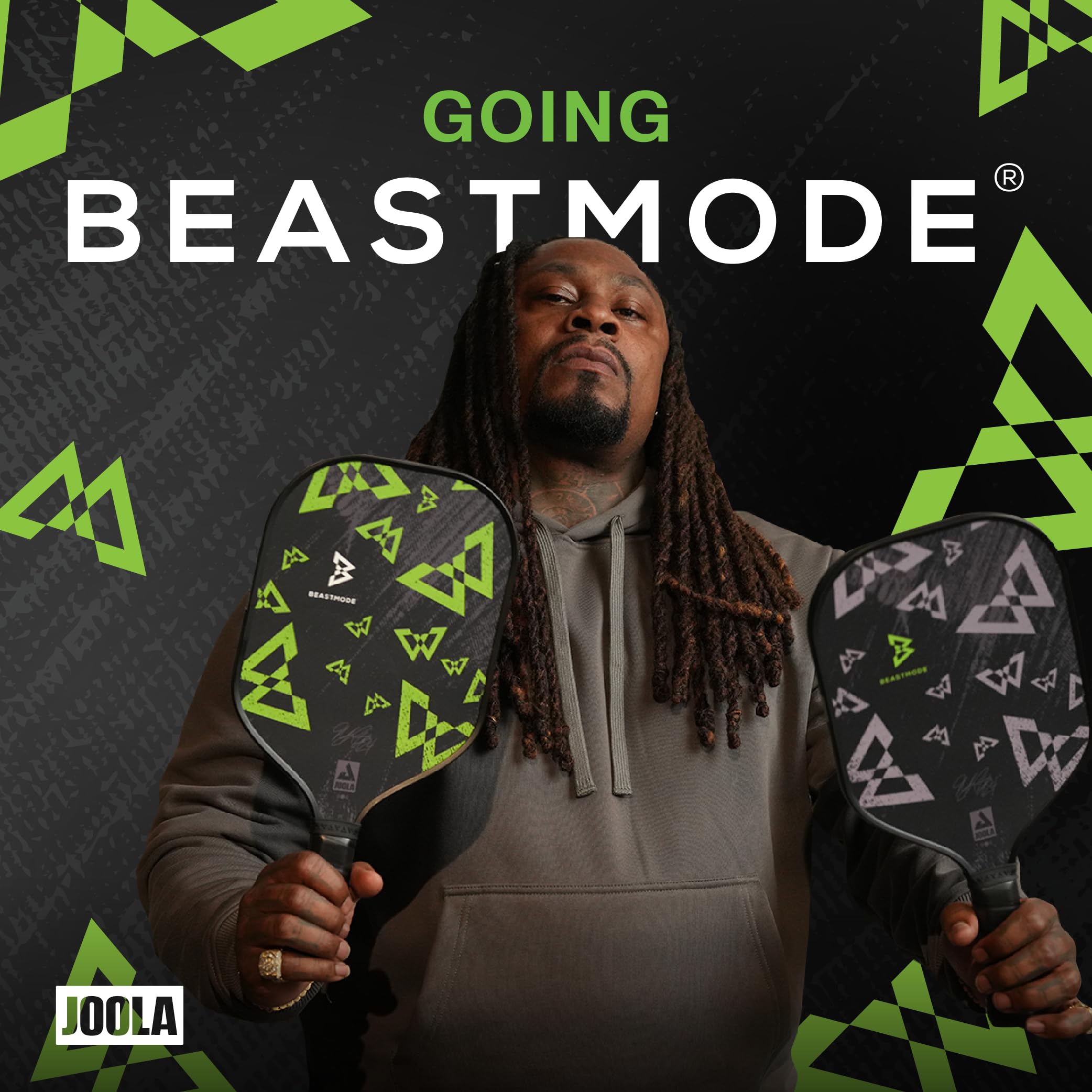 JOOLA Beastmode by Marshawn Lynch or Essentials Pickleball Paddle Set of Two with Reinforced Fiberglass Surface and Honeycomb Polypropylene Core – Includes 2 Rackets, 4 Balls, and Storage Carry Bag - Image 6