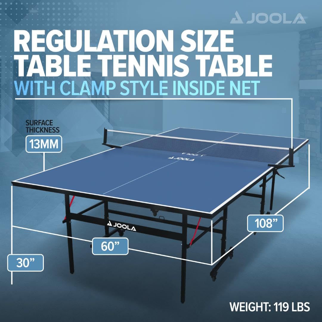 JOOLA Inside Professional MDF Indoor Ping Pong Table with Quick Clamp Table Tennis Net and Post Set - 10 Minute Easy Assembly - Tournament Quality - Foldable with Single Player Playback Mode - Image 5