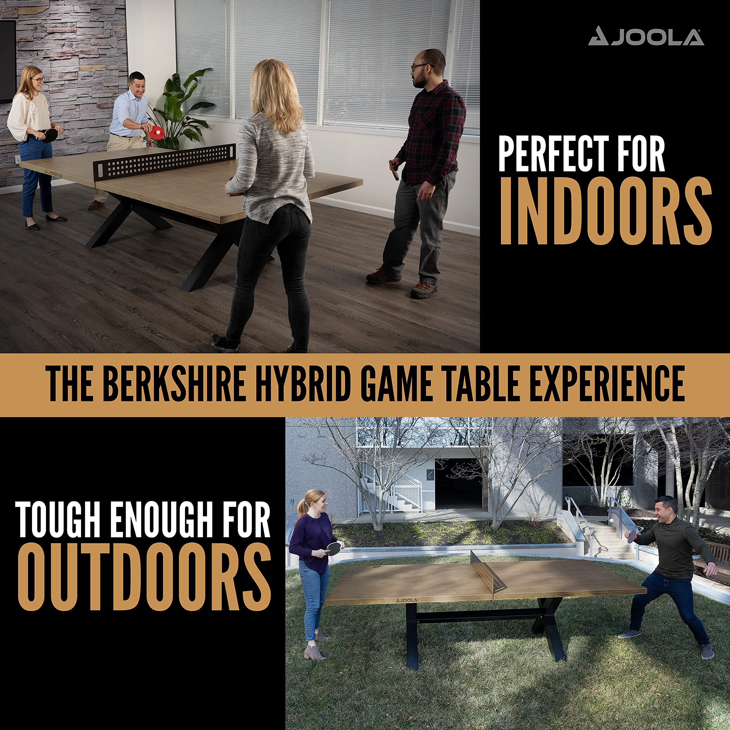 JOOLA Outdoor Table Tennis Table - Multi Use Conference Table Dining Table - Concrete Wood Look Includes Steel Outdoor Ping Pong Net Set & Frame - Hybrid Indoor Outdoor Ping Pong Table - Image 4