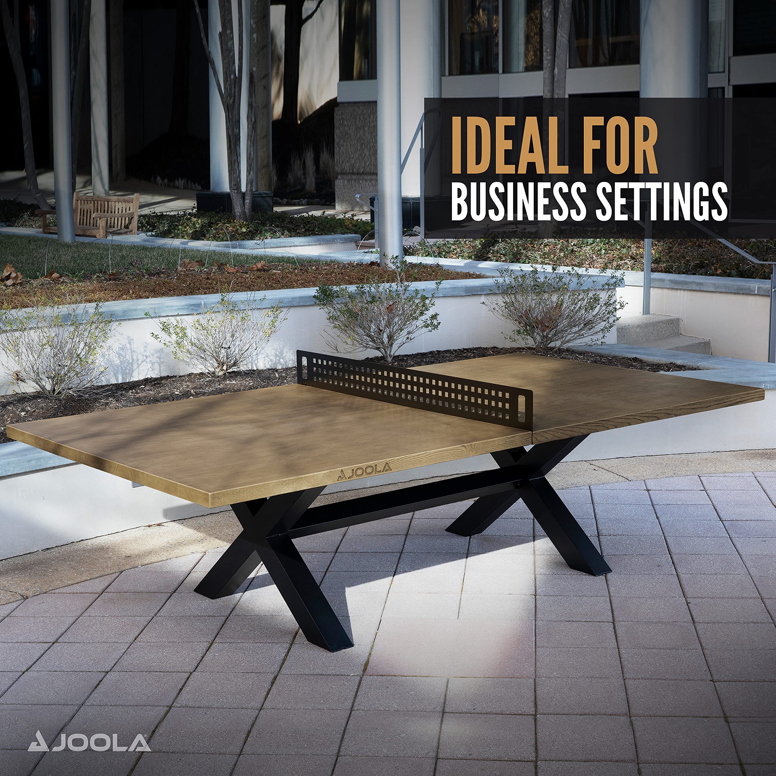 JOOLA Outdoor Table Tennis Table - Multi Use Conference Table Dining Table - Concrete Wood Look Includes Steel Outdoor Ping Pong Net Set & Frame - Hybrid Indoor Outdoor Ping Pong Table - Image 6