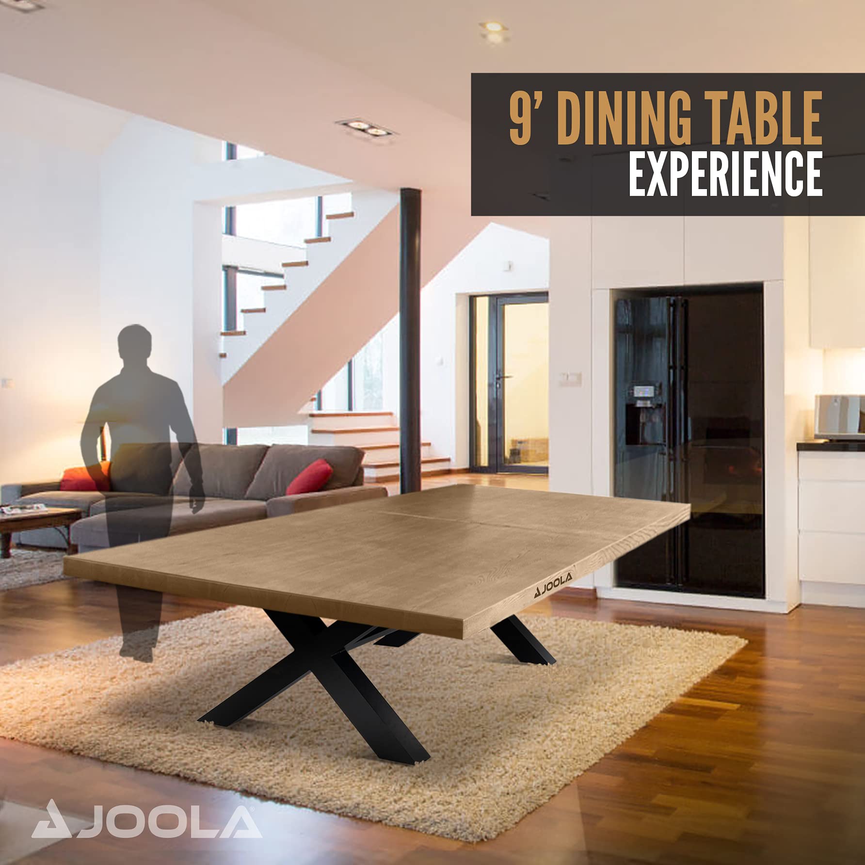 JOOLA Outdoor Table Tennis Table - Multi Use Conference Table Dining Table - Concrete Wood Look Includes Steel Outdoor Ping Pong Net Set & Frame - Hybrid Indoor Outdoor Ping Pong Table - Image 9