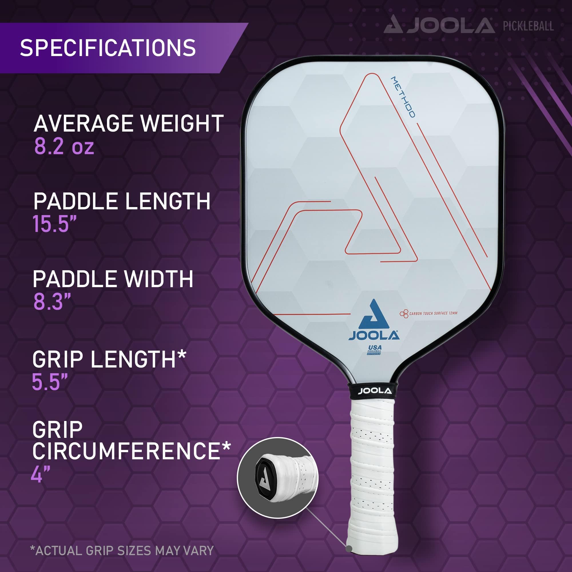 JOOLA Pickleball Paddles – Textured Carbon Grip Surface for Spin, Control & Power – Select Hyperion, Vision or Radius Shapes – Lightweight, Durable Rackets – Polypropylene Core – USAP Approved - Image 5