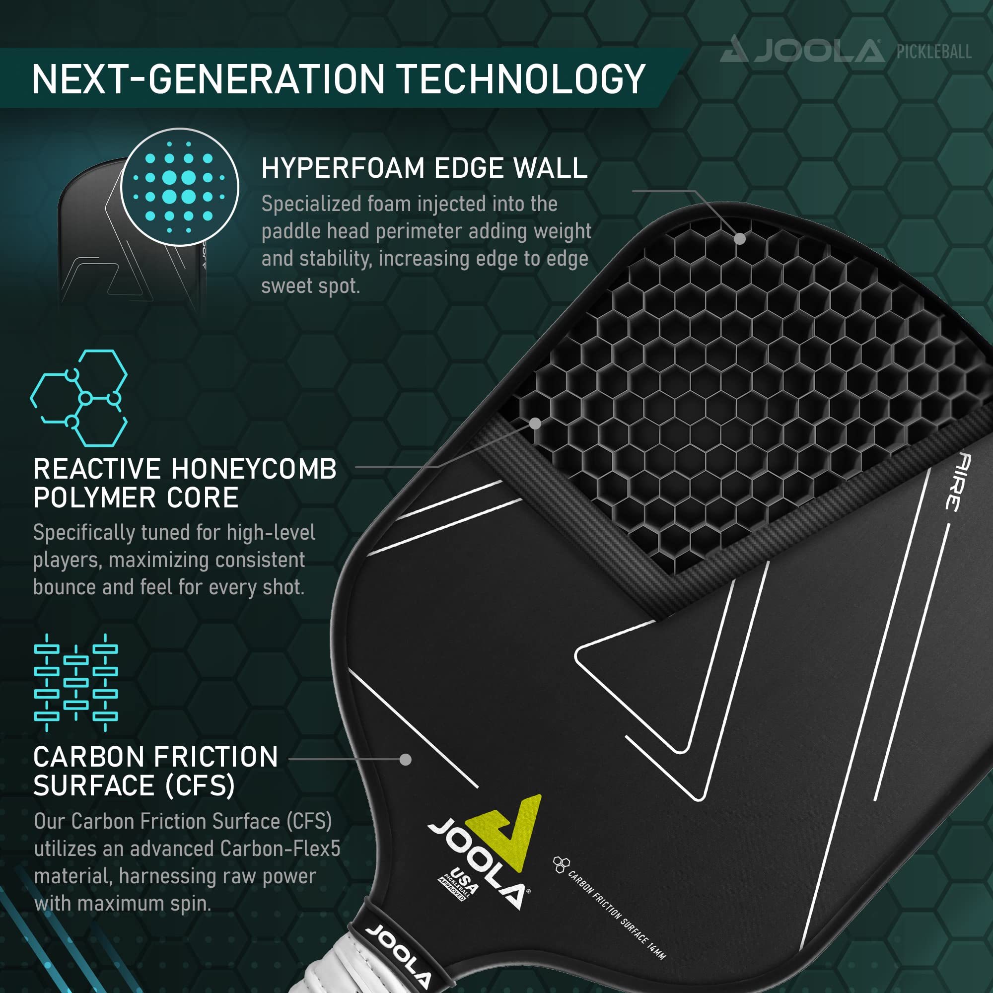 JOOLA Professional Pickleball Paddles – Raw Carbon Fiber Surface – Built for Spin, Speed & Control – Hyperion, Solaire, Perseus & Scorpeus – Swift & Standard Models – USAP Approved – Tournament-Level - Image 4