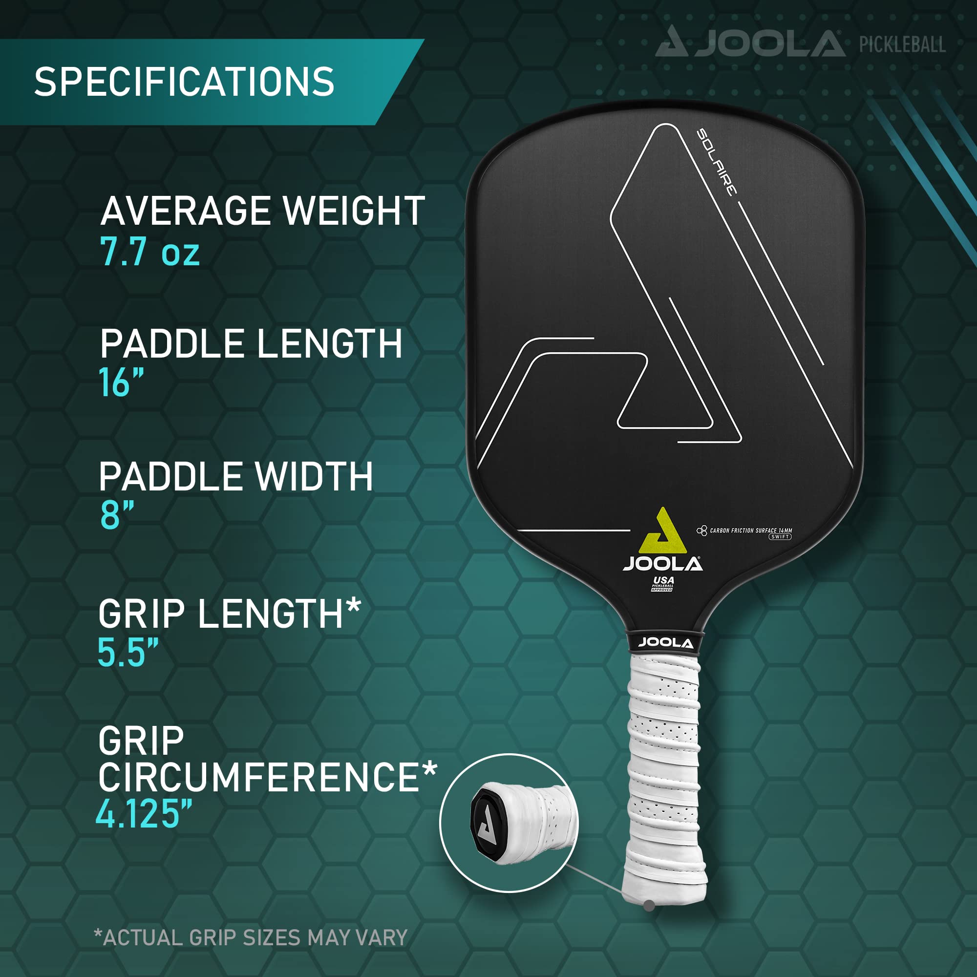 JOOLA Professional Pickleball Paddles – Raw Carbon Fiber Surface – Built for Spin, Speed & Control – Hyperion, Solaire, Perseus & Scorpeus – Swift & Standard Models – USAP Approved – Tournament-Level - Image 5