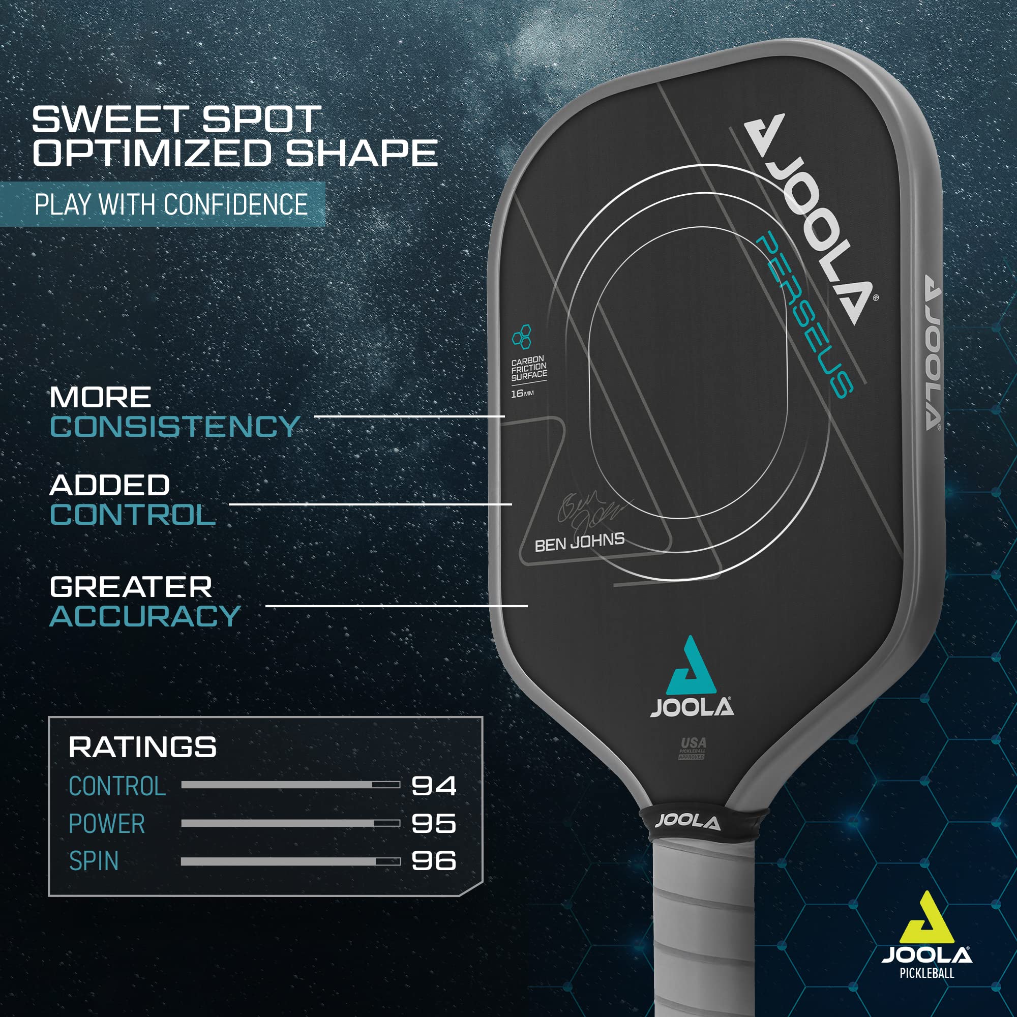 JOOLA Professional Pickleball Paddles – Raw Carbon Fiber Surface – Built for Spin, Speed & Control – Hyperion, Solaire, Perseus & Scorpeus – Swift & Standard Models – USAP Approved – Tournament-Level - Image 4