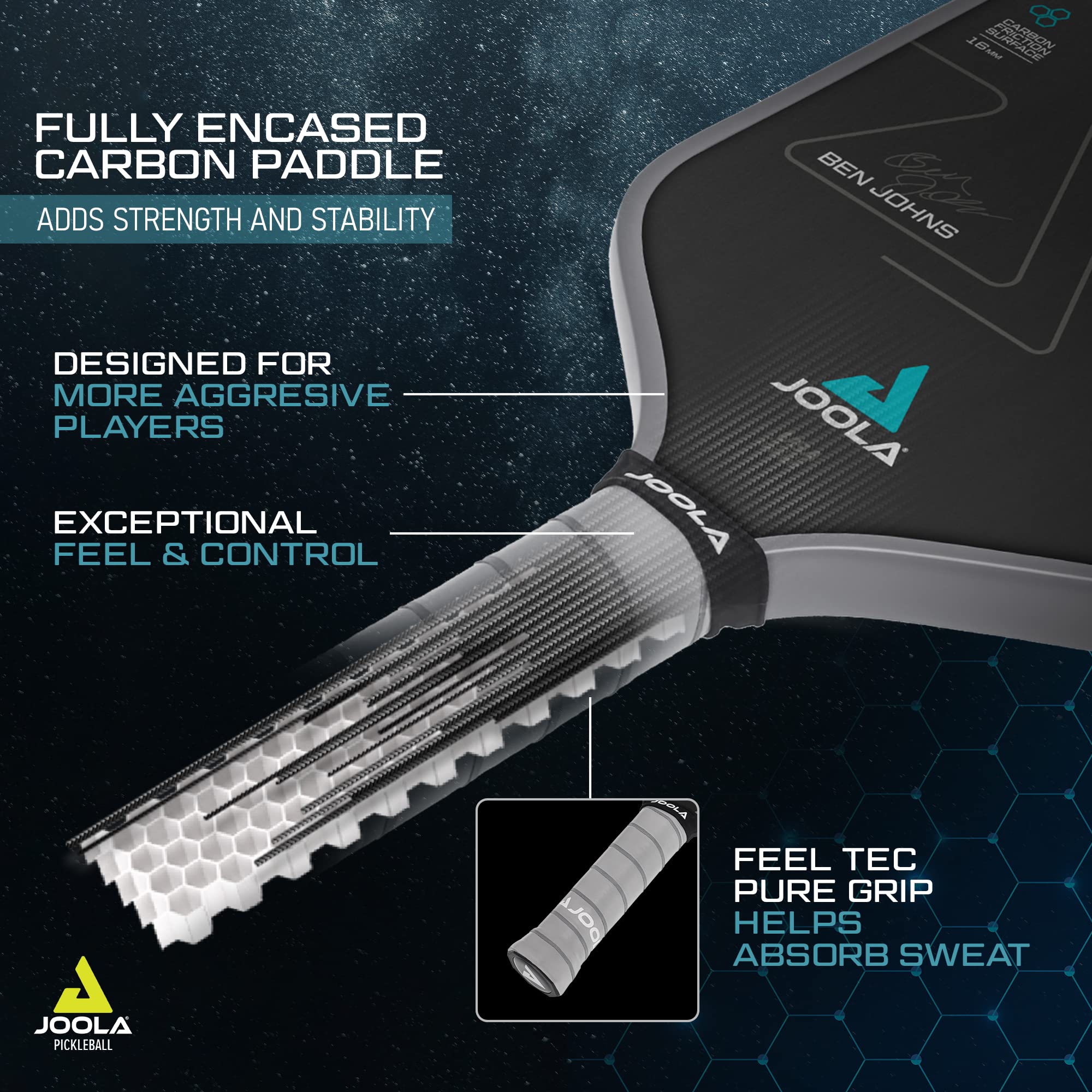 JOOLA Professional Pickleball Paddles – Raw Carbon Fiber Surface – Built for Spin, Speed & Control – Hyperion, Solaire, Perseus & Scorpeus – Swift & Standard Models – USAP Approved – Tournament-Level - Image 5