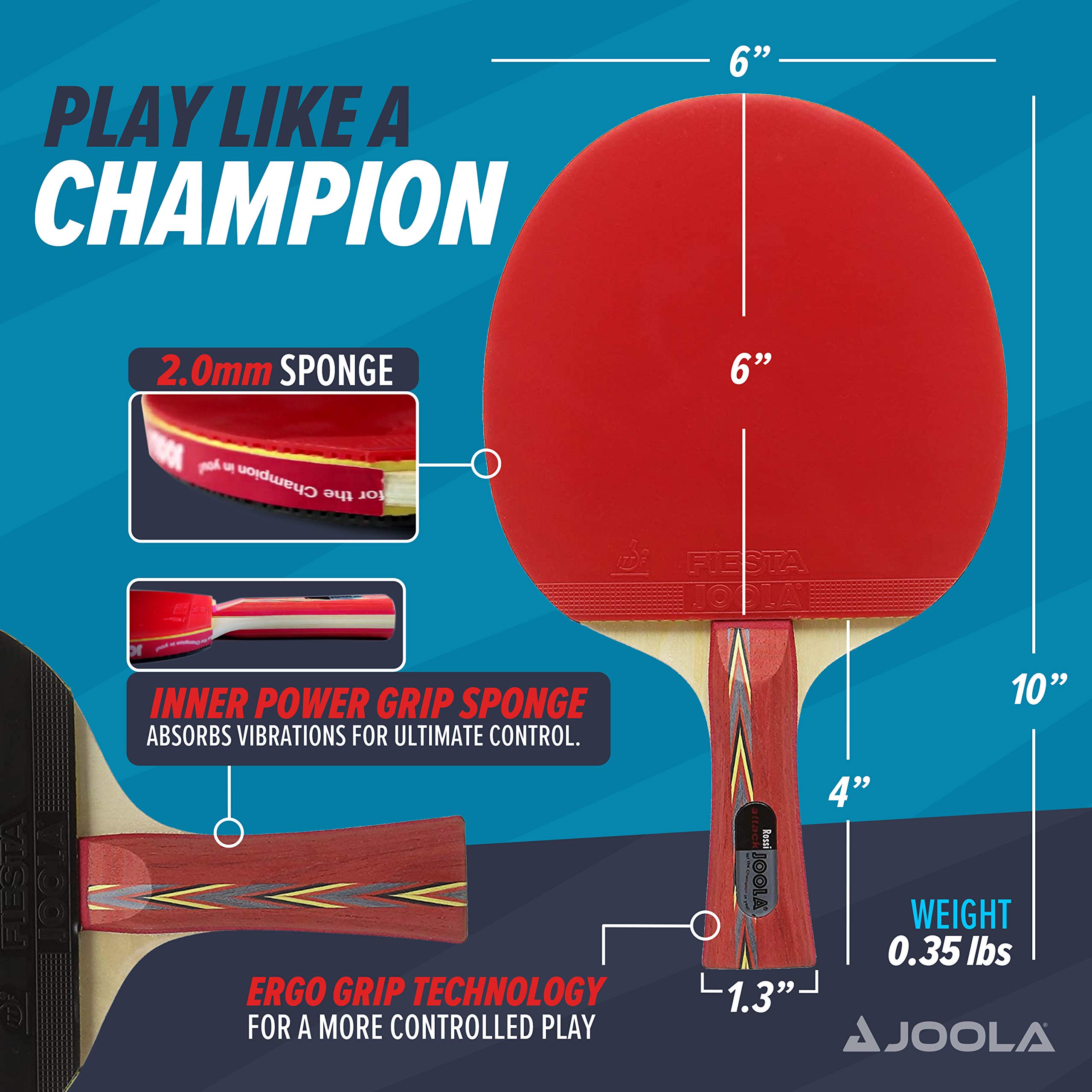 JOOLA ROSSKOPF Table Tennis Bat, ITTF Approved Table Tennis Bat for Professional or Club Players, Compwood Technology - Image 3